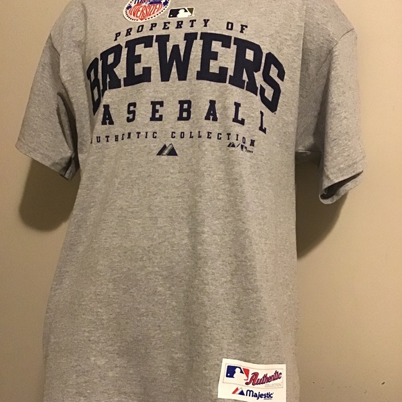 Majestic Other - NWT, AUTHENTIC MAJESTIC Baseball tee shirt,🔥🔥” BREWERS”🔥🔥 Medium